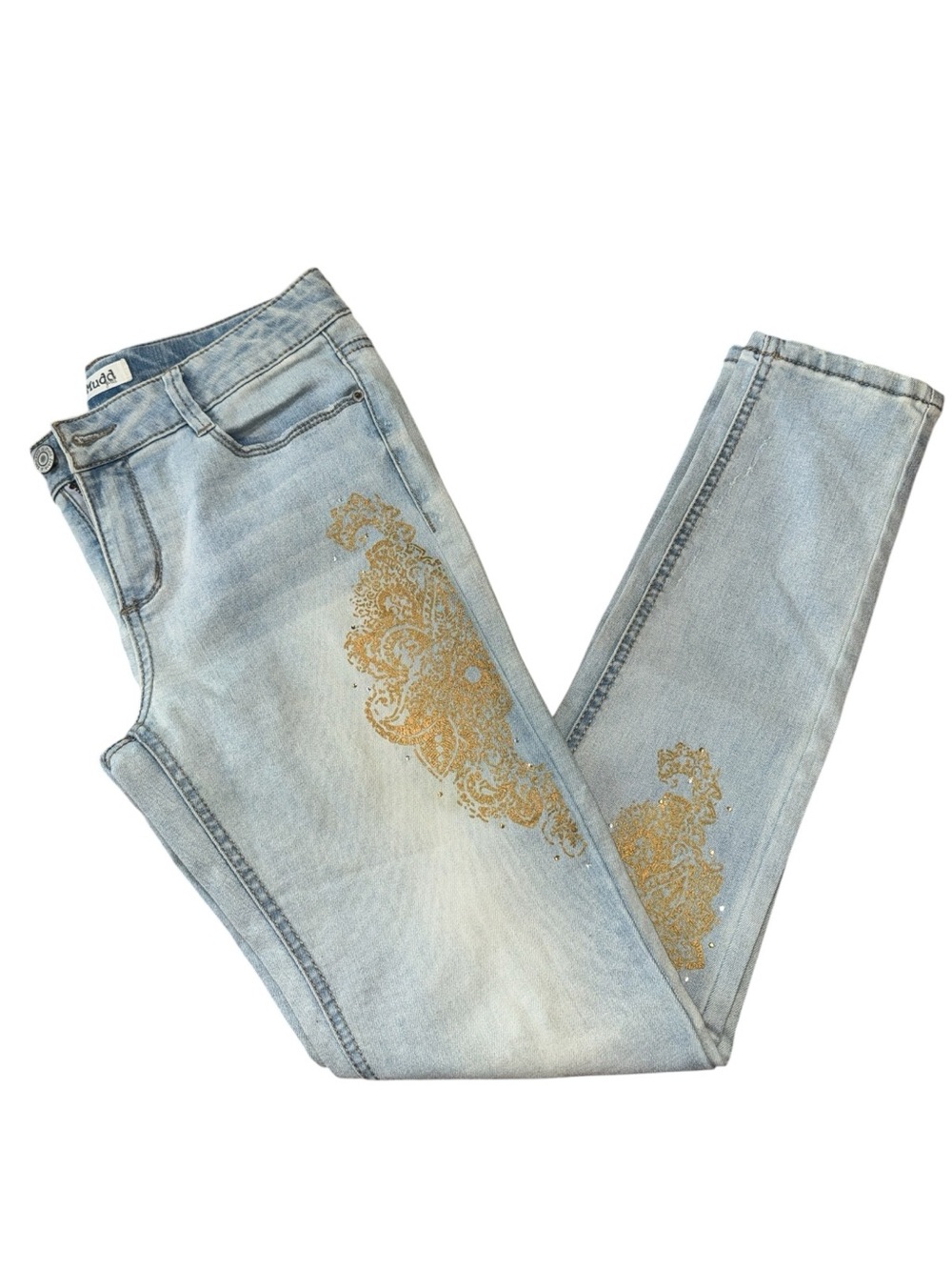 Girl’s Mudd Light Wash Gold Accent High-Rise Jeans - 16